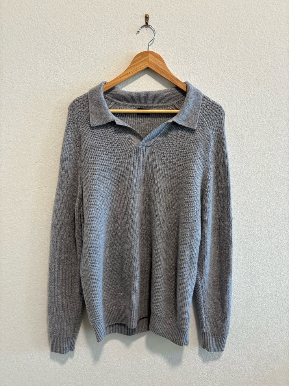 J Crew Men's Gray Collared V-Neck Sweater